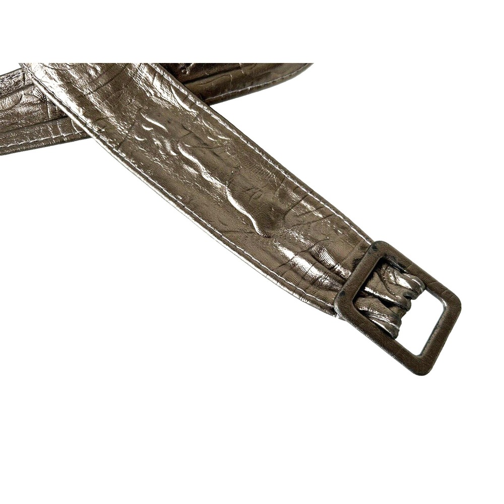 Vintage Astor Leather Embossed Belt Gold Tone Rectangle Buckle 1.75" x 36" VGUC - Picture 7 of 11